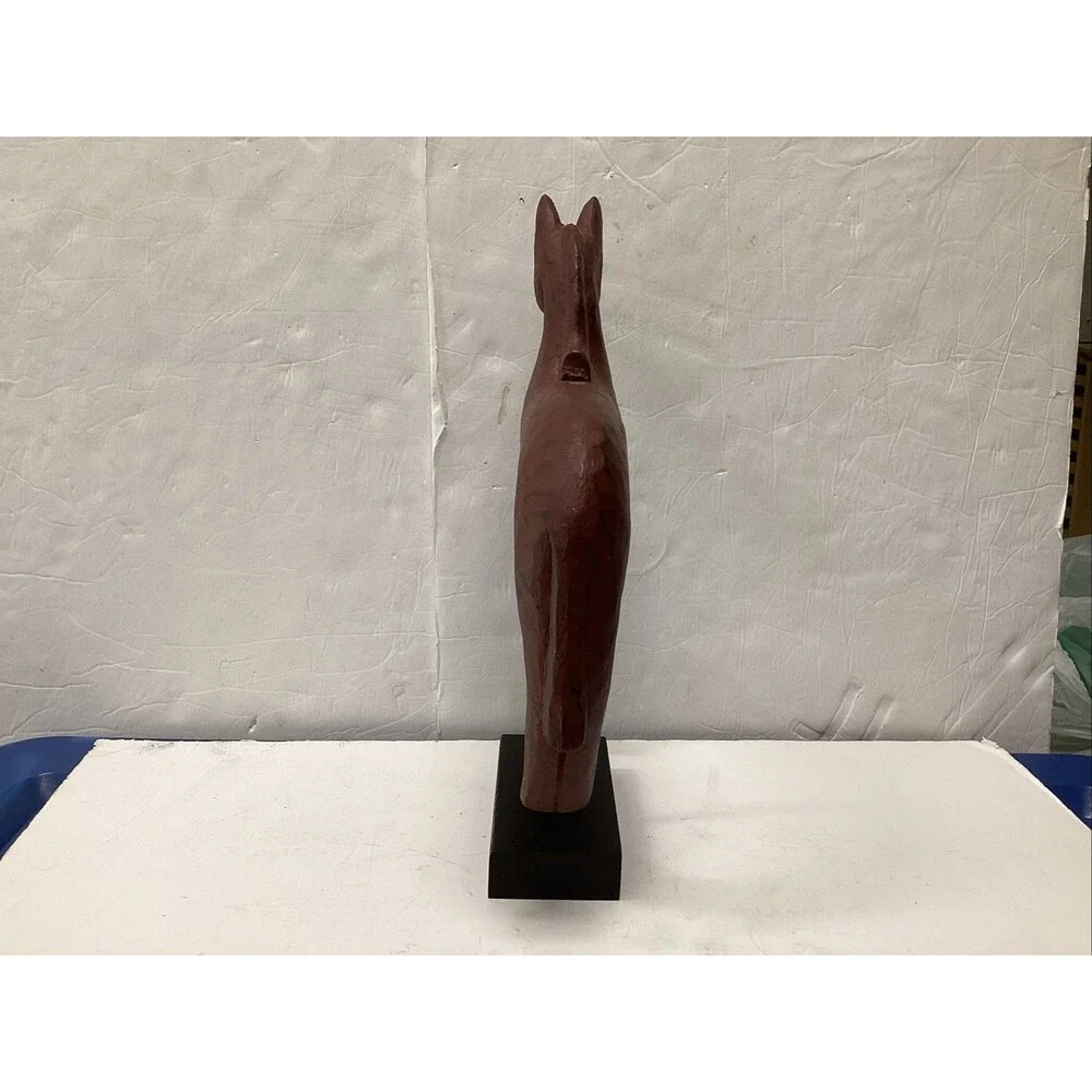 hand carved wooden horse sculpture statue stand 16”